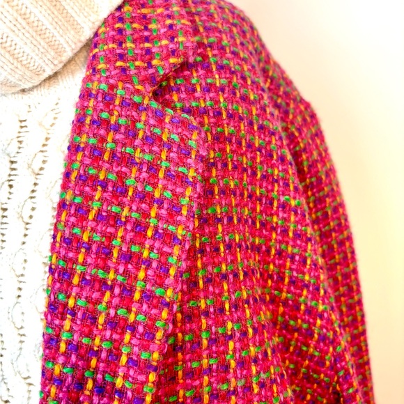 VTG Adriana Oversized Pink Woven Boucle Blazer Jacket - Picture 3 of 8